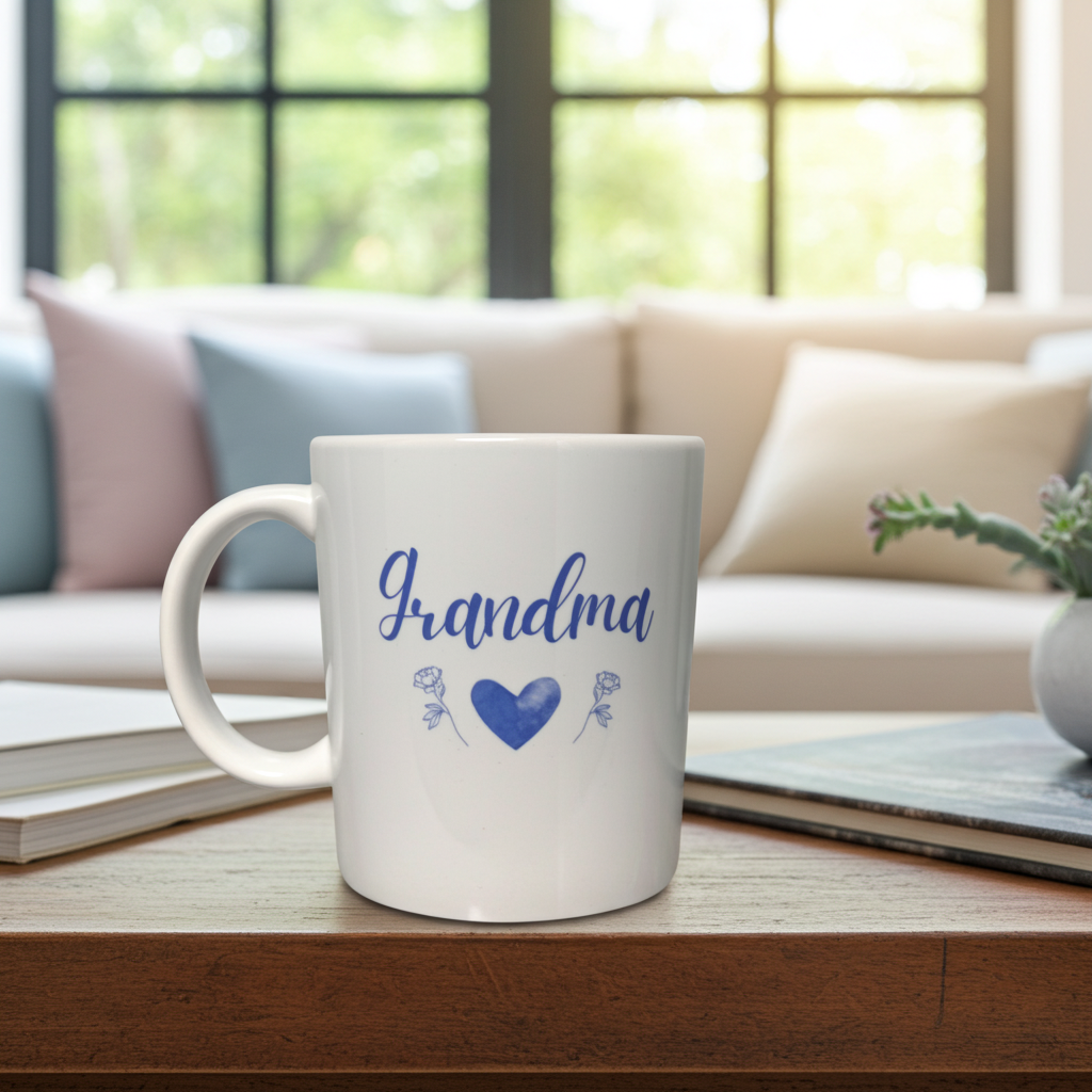 Personalised Ceramic Mug (Hearts & Flowers) - Various Colours