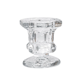 Clear Glass Candlestick Holders (5.8cm) - Hexagon Design