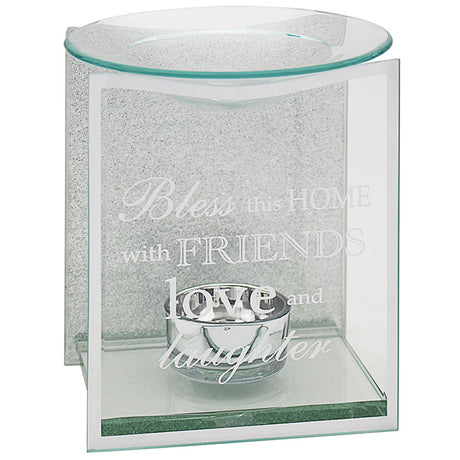 Sentiment Verse Silver Glitter Melt / Oil Burner: Home - Family - Friends - Mum