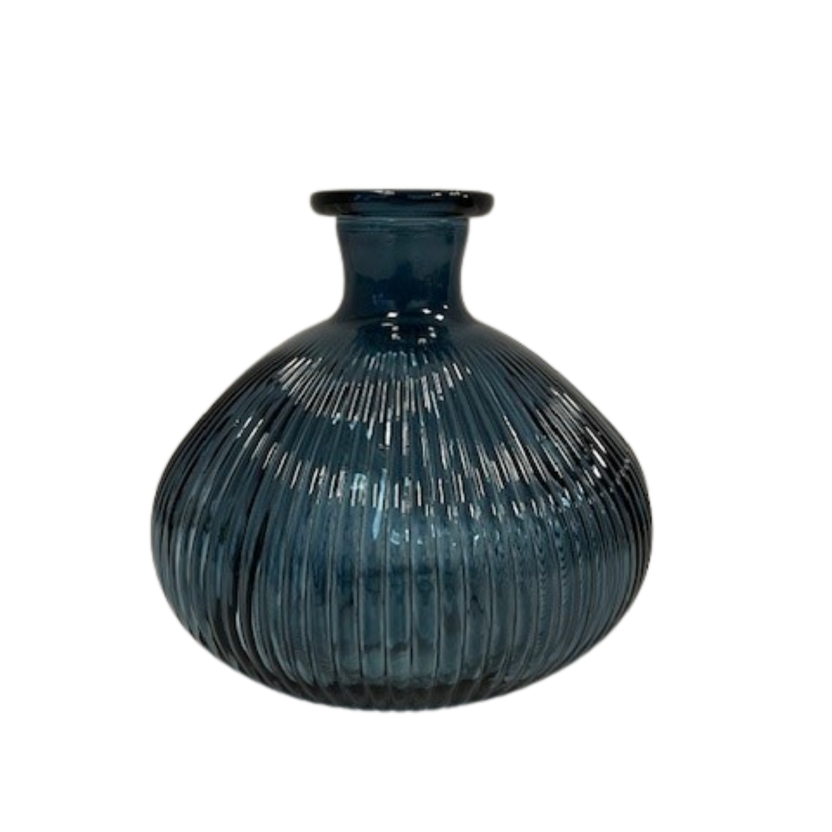 Satchville Ribbed Glass Ball Vases - Blue