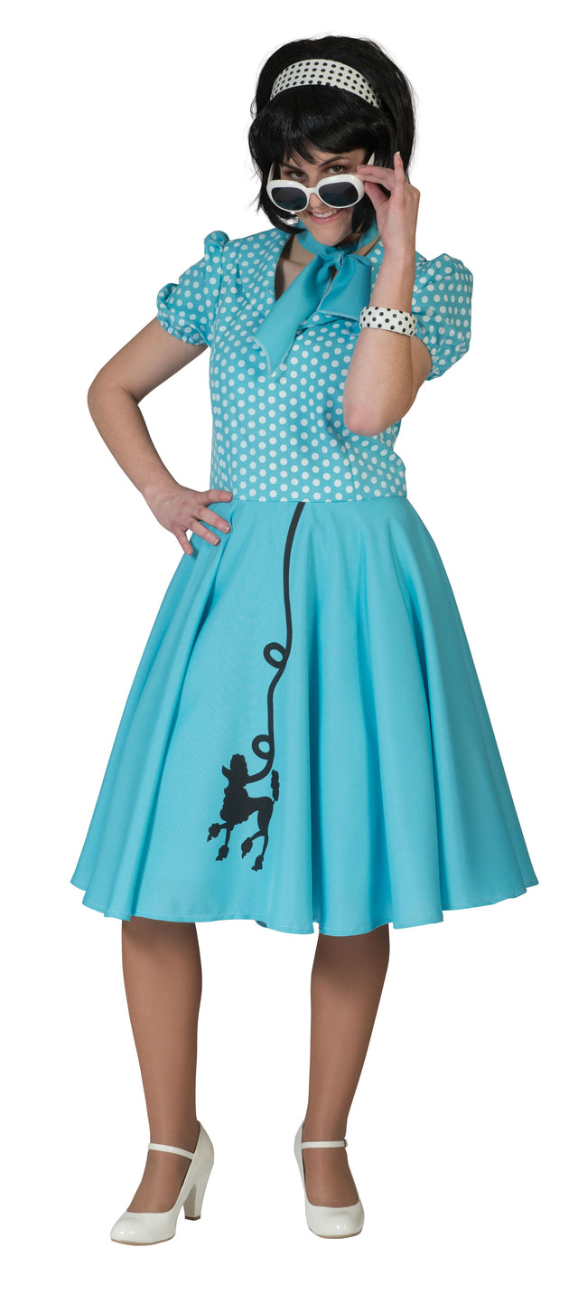 Fifties Poodle Fancy Dress (Blue) Size 10-14