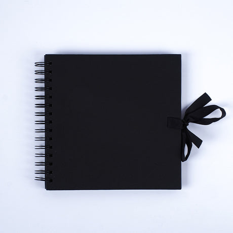 Woodside Home Living Ribbon Tie Scrap Book Style Photo Album 20.5cm x 20.5cm - Black