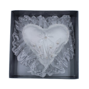 White Rosebud Ring Pillow