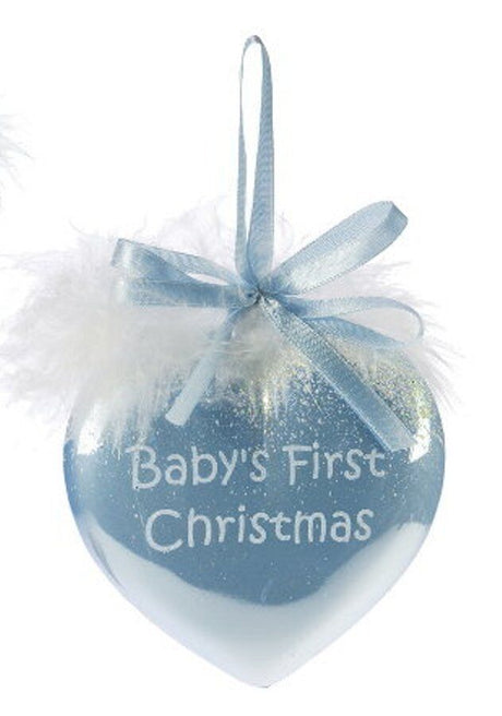 Weiste Christmas Tree Decoration - Baby`s First Christmas Heart Bauble (Blue)