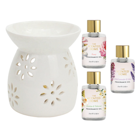 Woodside Home Living Wax Melt Burner & Fragrance Oils Gift Set - Various Designs