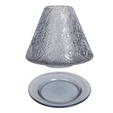 Aroma Jar Candle Leaf Patterned Glass Shade & Tray Set  Various Colours