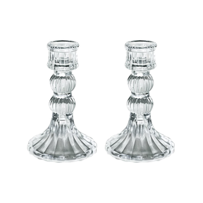 Glass Dinner Candle Holder Ribbed Design - Various Sizes	