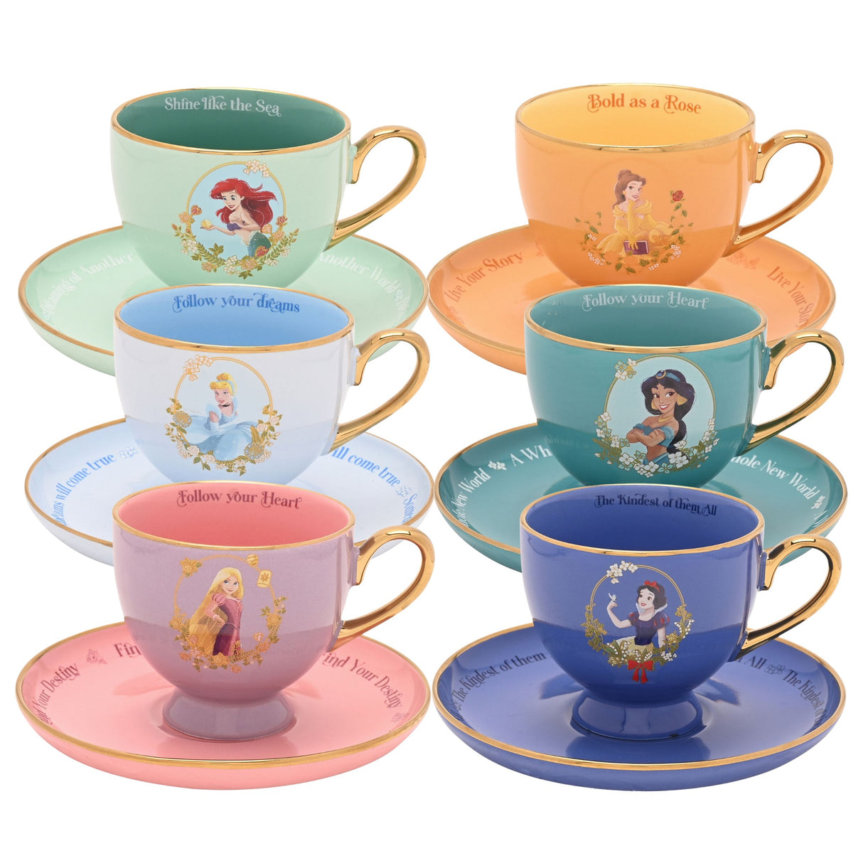 Disney Pastel Princess Tea Cup & Saucer Set - Various Characters