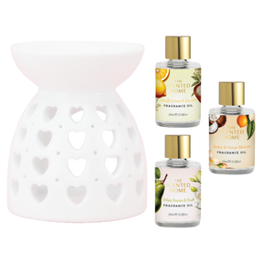 Woodside Home Living Wax Melt Burner & Fragrance Oils Gift Set - Various Designs