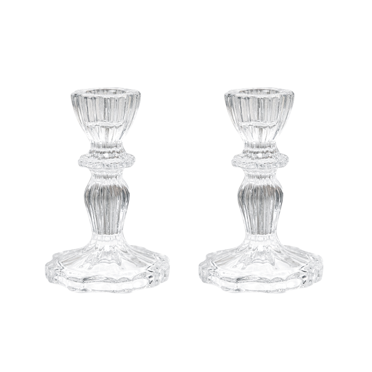 Glass Dinner Candle Holder Ribbed Design - Various Sizes	