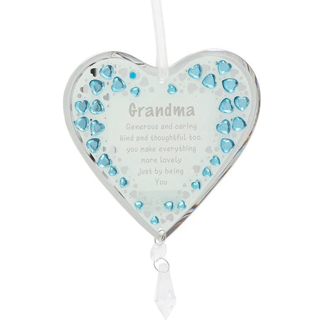 Mirror Crystal Hanging Heart Plaque - Grandma