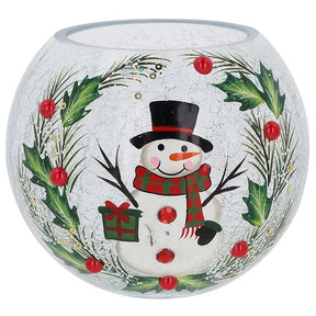 Christmas LED Tea Light Crackle Ball - Christmas Snowman Large