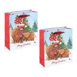 Highland Cow Kraft Christmas Gift Bag - M Set of 2