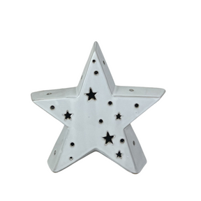 White Ceramic Star Ornaments 