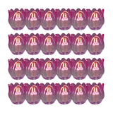 Glass Tulip Flower Candle Holders - Dark Pink Set of 24
