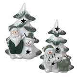Ceramic Christmas Tree with LED Light Room Decorations - Santa or Snowman