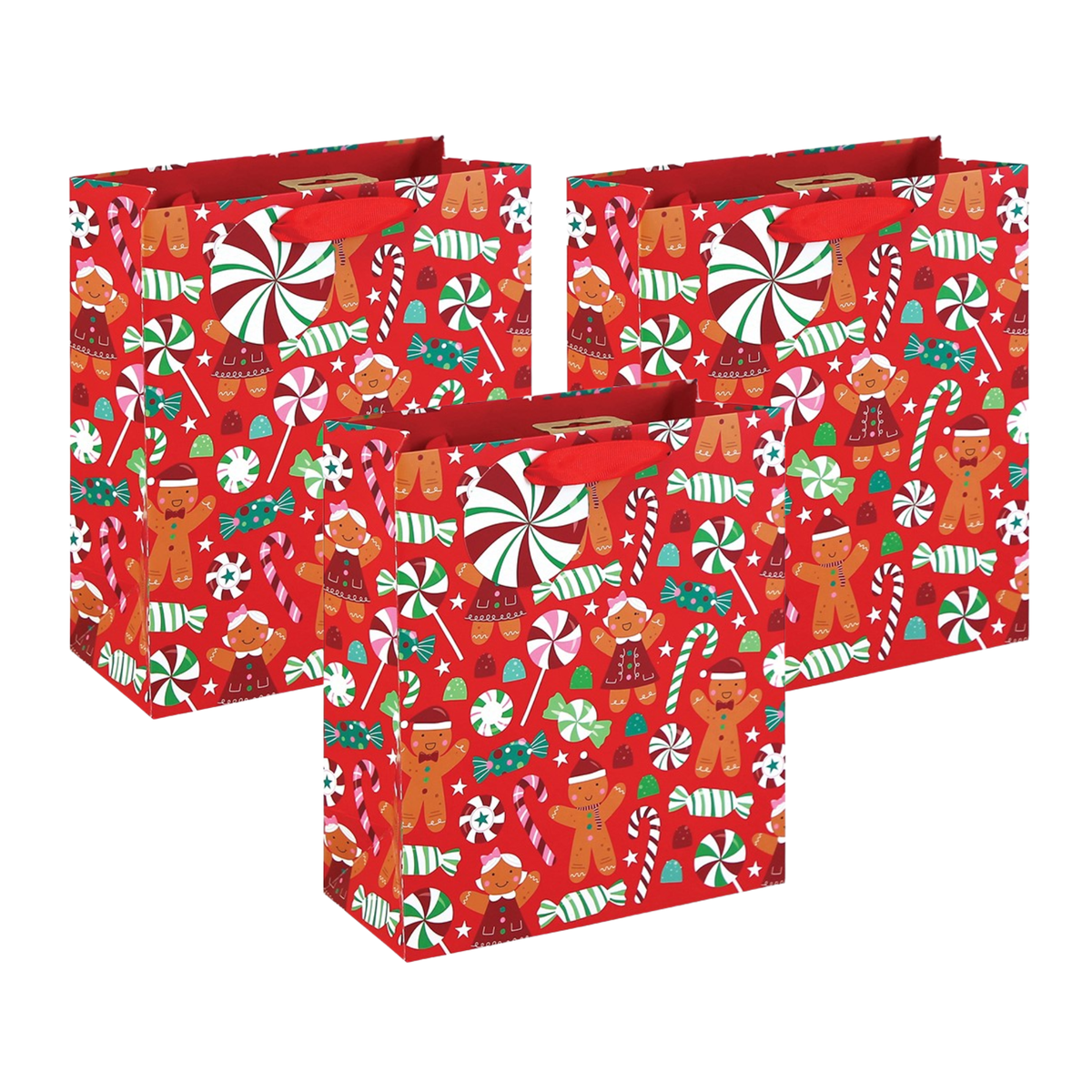Gingerbread & Sweets Christmas Gift Bag - M Set of 3