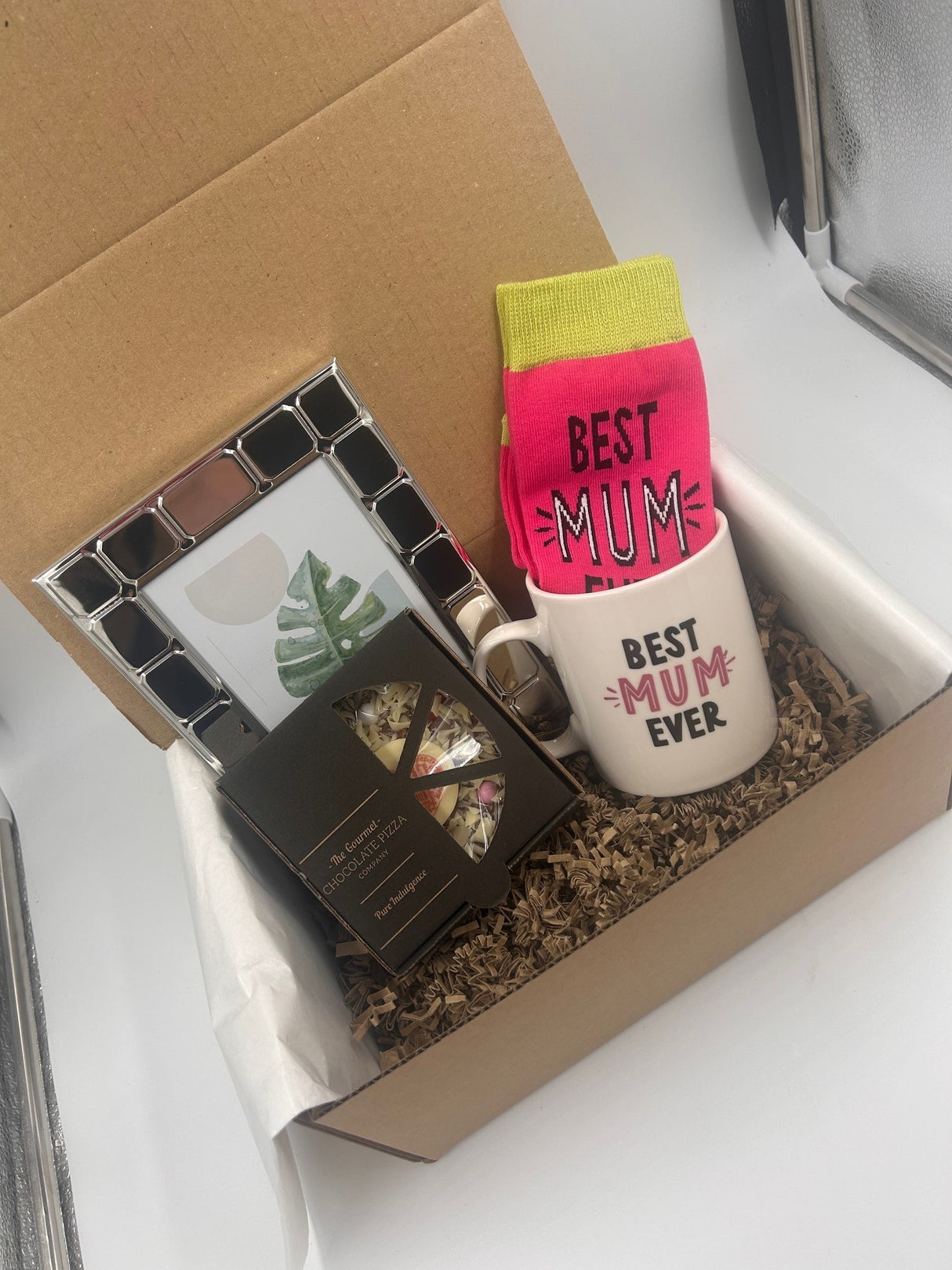 Mum - Mug Socks Chocolate Pizza & Photo Frame Treat Gift Box