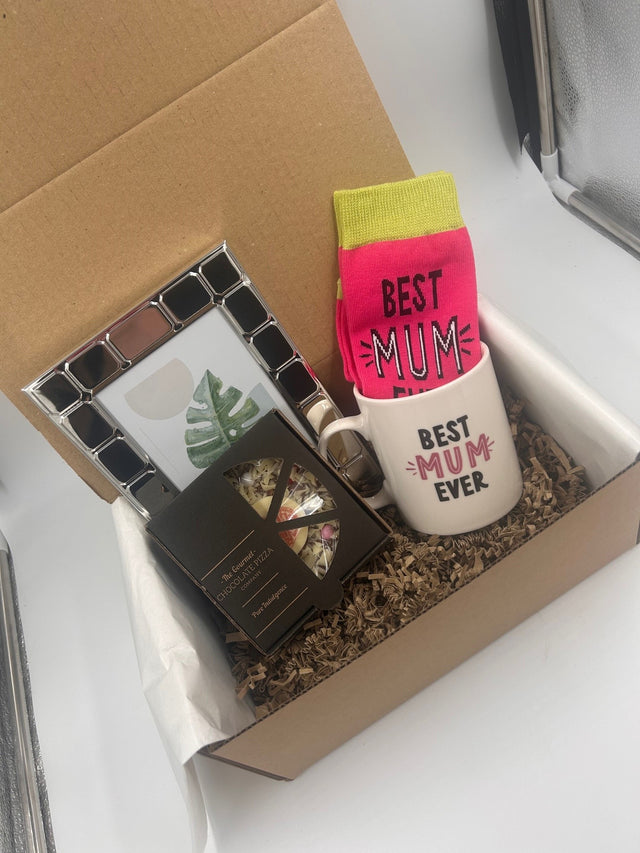 Mum - Mug Socks Chocolate Pizza & Photo Frame Treat Gift Box