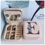 Krystina's Collection Pink Travel Jewellery Box with Floral Initial - Various Letters  