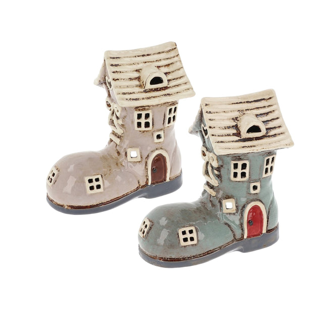 Village Pottery Small Boot House Tea Light Holders