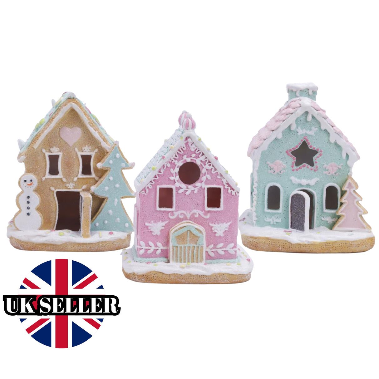 Woodside Home Living Christmas LED Light Up Gingerbread House - Various Colours