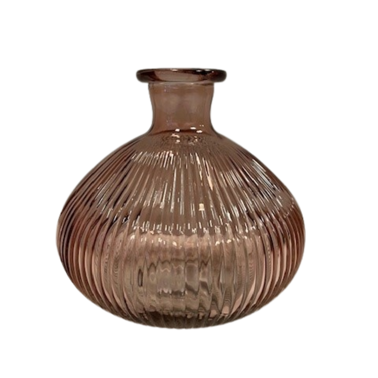 Satchville Ribbed Glass Ball Vases - Rose