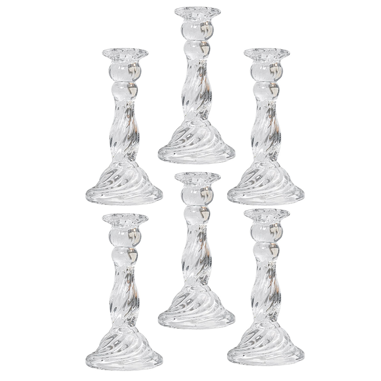 Woodside Home Living Clear Swirl Glass Candle Holders - Various Sets