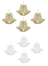 Christmas Tree Hanging Decorations Pack of 4 Gold Red or White Glitter Bells