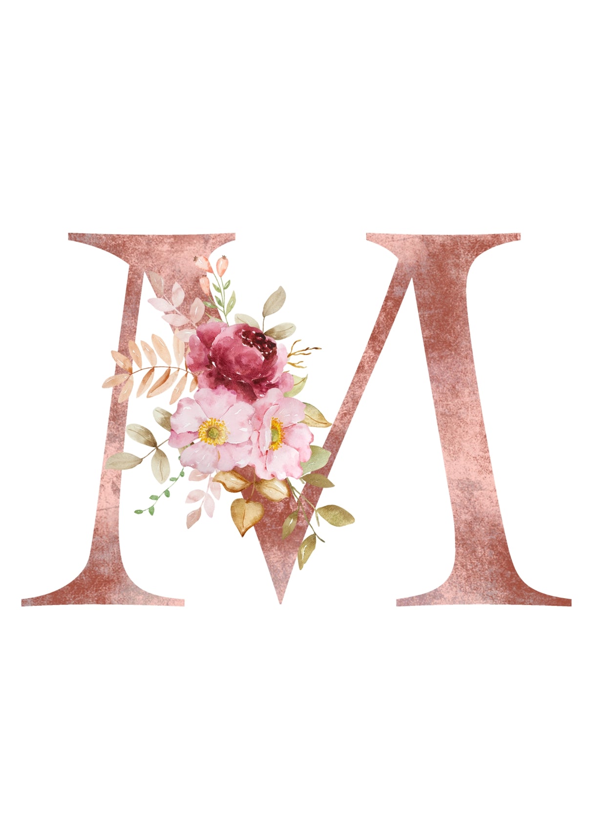Personalised Tote Bags - Pink Floral Initial Design (A-Z)
