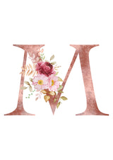 Personalised Tote Bags - Pink Floral Initial Design (A-Z)