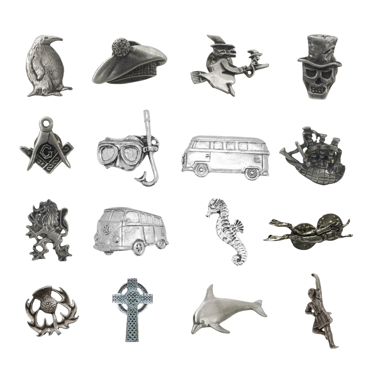 English Pewter Tie Pin or Lapel Badge - Various Designs