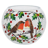 Christmas LED Tea Light Crackle Ball - Christmas Robins Small