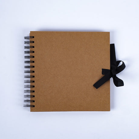 Woodside Home Living Ribbon Tie Scrap Book Style Photo Album 20.5cm x 20.5cm - Brown