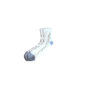 Fluffy Cosy Socks Cable Knit Design One Size - Various Colours