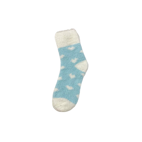 Fluffy Cosy Socks Hearts Design One Size - Various Colours