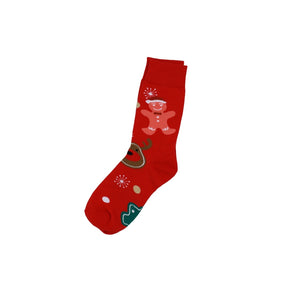 Christmas Socks One Size - Gingerbread Man & Reindeer