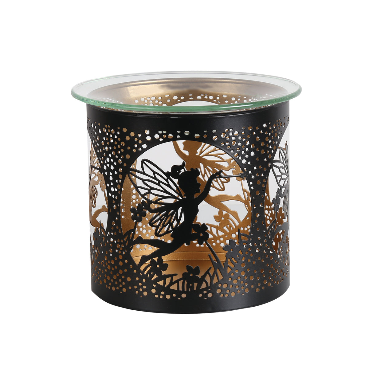 Aroma Metal Silhouette Wax Melt Burner/Candle Holder - Black & Gold Fairy