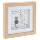 Pebble Glass Square Plaque - All you need is love & a cat