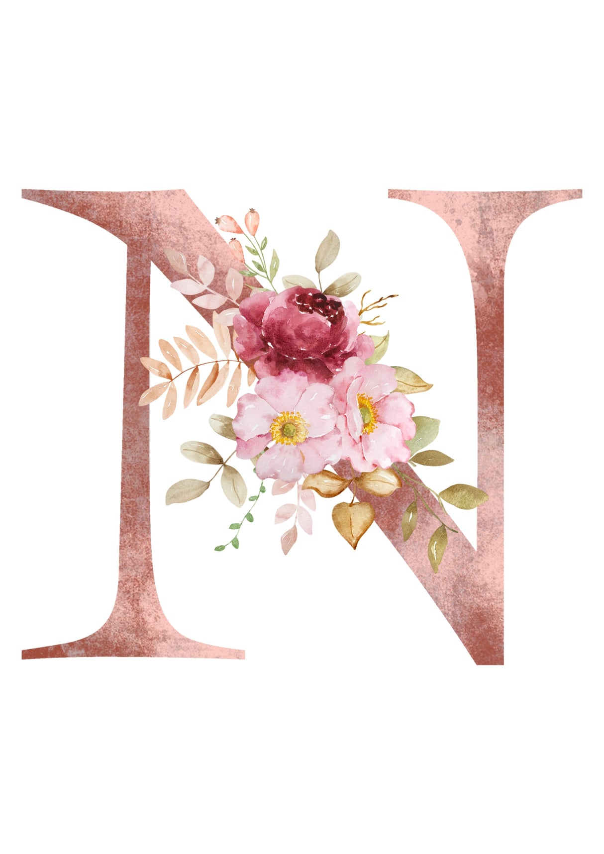 Personalised Tote Bags - Pink Floral Initial Design (A-Z)