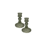 Satchville Glass Dinner Candle Holders - Vintage Green Set of 2