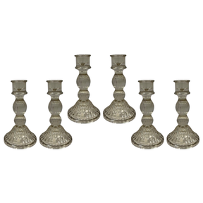Satchville Smokey Brown Ribbed Glass Dinner Candle Holders - Various Sets