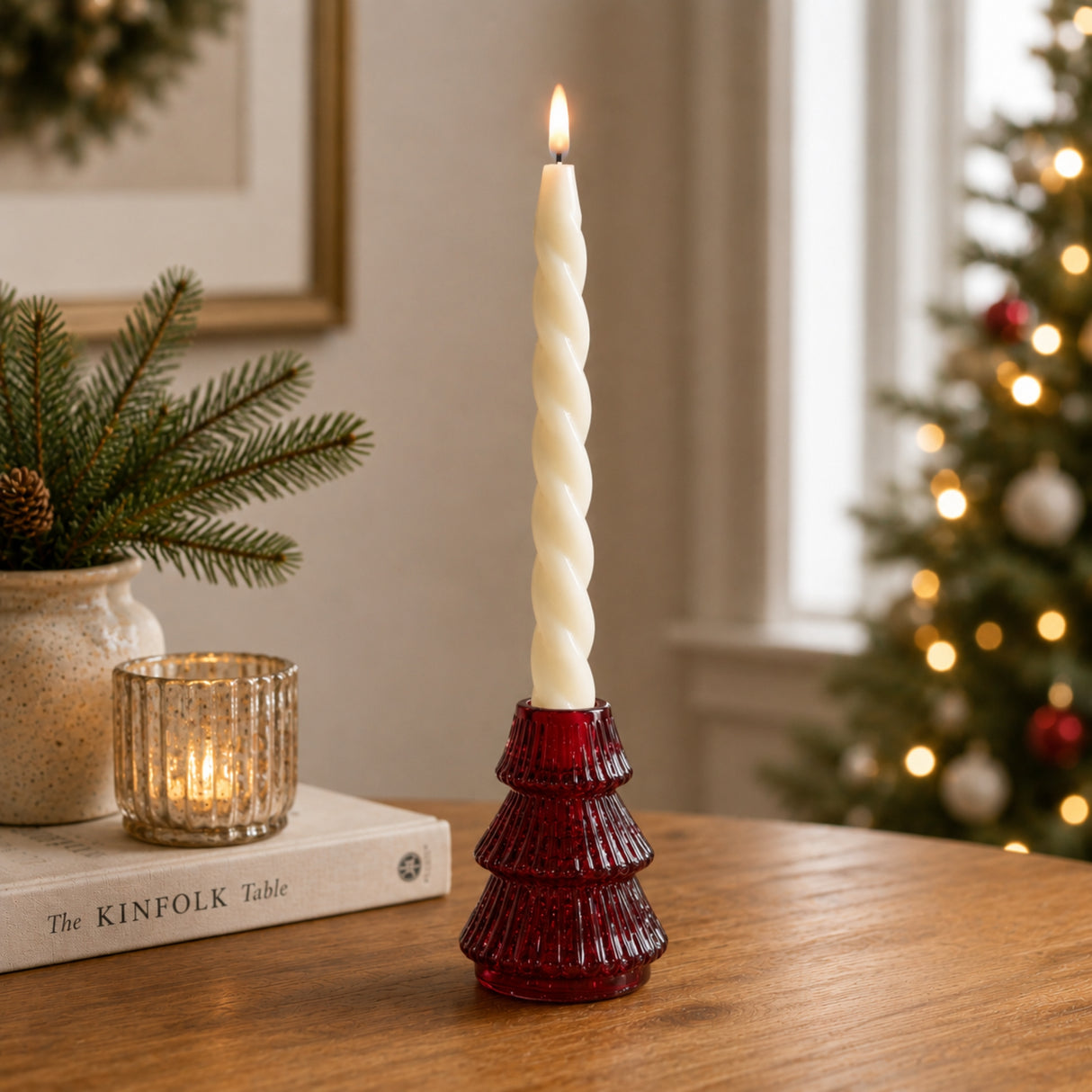 Small Christmas Tree Candle Holders - Various Colours