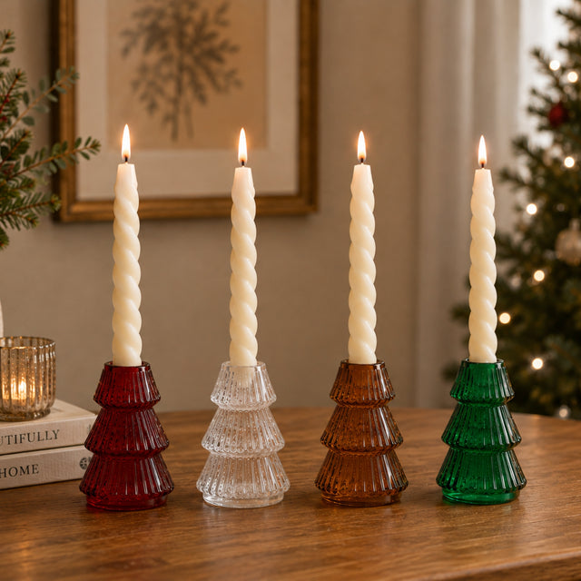 Small Christmas Tree Candle Holders - Various Colours