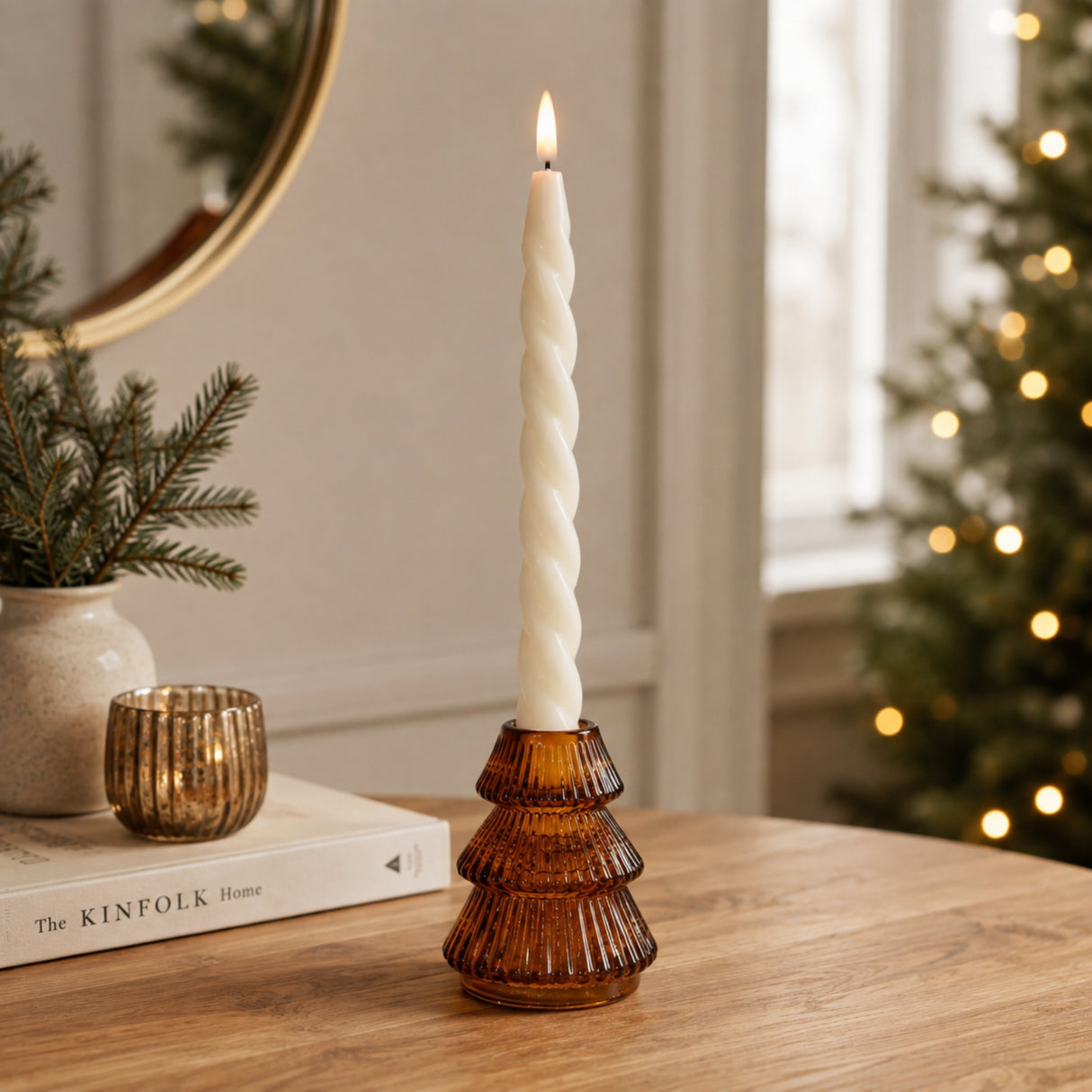 Small Christmas Tree Candle Holders - Various Colours