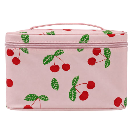Cherry Print Vanity Travel Case Makeup Bag - Pink