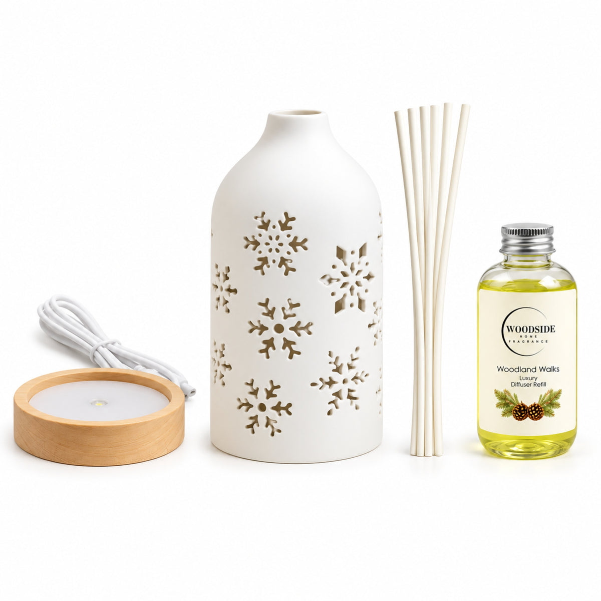 Woodside Home Living Christmas LED Ceramic Diffuser - Snowflake