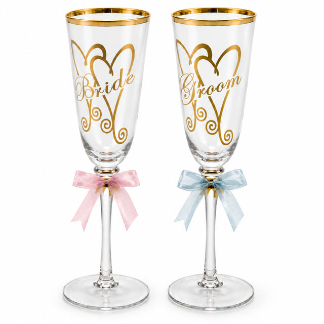 Bride and Groom Celebration Flutes