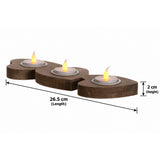 Tea Light Candle Holder - Three Wooden Hearts