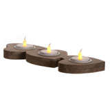 Tea Light Candle Holder - Three Wooden Hearts